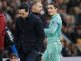 Hector Bellerin goes off injured during the Premier League game between Southampton and Arsenal on December 16, 2018