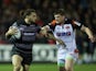 Newcastle Falcons' Tom Arscott and Edinburgh's James Johnstone in action on December 16, 2018