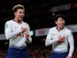 Tottenham Hotspur duo Dele Alli and Son Heung-min celebrate their goal against Arsenal on December 19, 2018