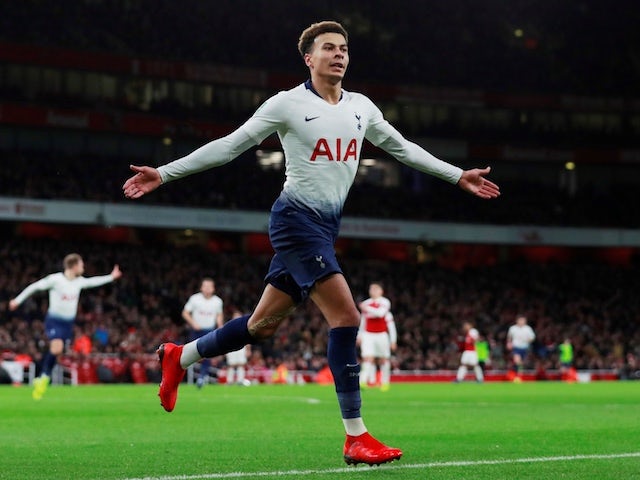 Tottenham Hotspur's Dele Alli celebrates scoring against Arsenal in their EFL Cup quarter-final on December 19, 2018