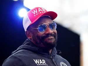 Dereck Chisora covered in white paint for Oleksandr Usyk weigh-in