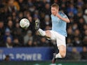 Kevin De Bruyne in action during the EFL Cup quarter-final game between Leicester City and Manchester City on December 18, 2018
