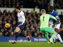 Tottenham Hotspur's Son Heung-min benefits from a mistake in the Everton defence on December 23, 2018.