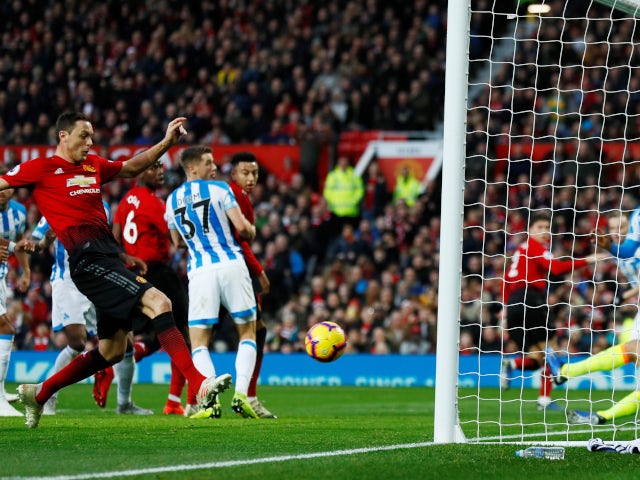 Nemanja Matic puts Manchester United ahead in their Premier League meeting with Huddersfield Town on December 26, 2018