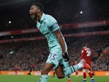 Arsenal's Ainsley Maitland-Niles celebrates scoring against Liverpool on December 29, 2018
