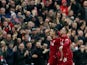 Liverpool defender Dejan Lovren celebrates scoring against Newcastle United on December 26, 2018