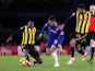 Chelsea's Eden Hazard battles for the ball against Watford on December 26, 2018.