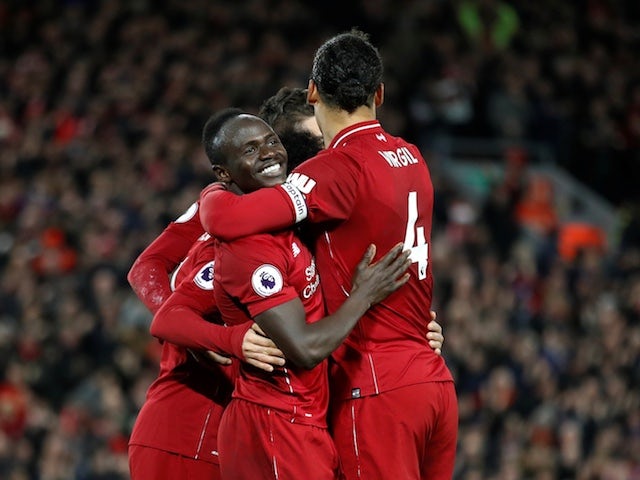 Liverpool forward Sadio Mane celebrates after scoring against Arsenal on December 29, 2018