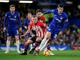 Chelsea's Alvaro Morata attempts to make use of possession against Southampton in the Premier League on January 2, 2019.