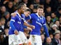 Callum Lang celebrates scoring with Oldham teammates on January 6, 2019