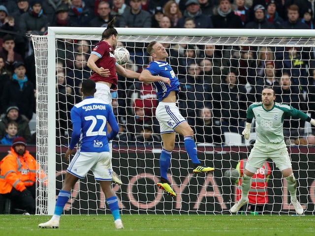 Andy Carroll scores for West Ham United on January 5, 2019