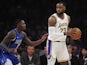 Los Angeles Lakers forward LeBron James (23) controls the ball against Dallas Mavericks forward Dorian Finney-Smith (10) during the first half at Staples Center on December 30, 2019.