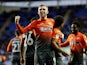 Ollie McBurnie celebrates scoring for Swansea City on January 1, 2019