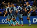 Harry Kane is congratulated by his teammates after scoring Tottenham Hotspur's seventh goal in the FA Cup tie against Tranmere Rovers on January 4, 2019