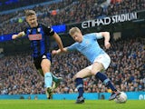 Will Vaulks attempts to take on Kevin De Bruyne during the FA Cup third-round game between Manchester City and Rotherham United on January 6, 2019