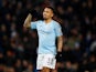 Manchester City striker Gabriel Jesus celebrates completing his hat-trick in the EFL Cup semi-final with Burton Albion on January 9, 2019