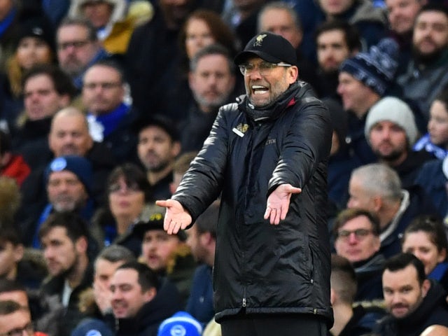 Jurgen Klopp gets frustrated as Liverpool struggle against Brighton & Hove Albion on January 12, 2019.