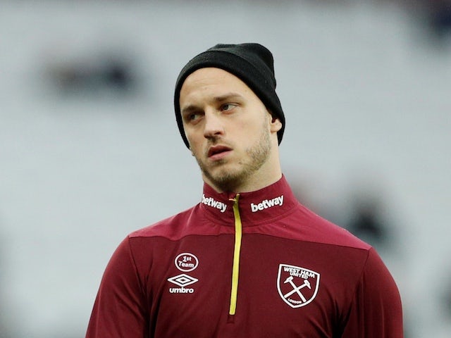 West Ham United forward Marko Arnautovic warms up for side's Premier League clash with Arsenal on January 12, 2019