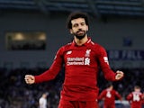 Liverpool's Mohamed Salah celebrates scoring against Brighton & Hove Albion on January 12, 2019.