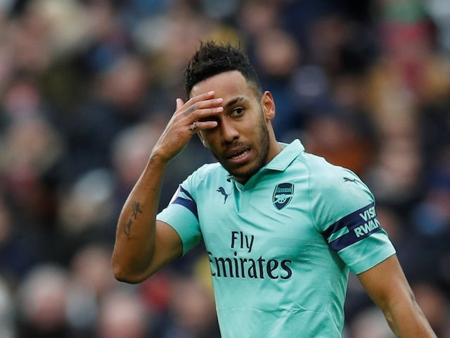 Arsenal forward Pierre-Emerick Aubameyang in action during his side's Premier League clash with West Ham on January 12, 2019