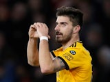 Ruben Neves celebrates putting the home side back in front during the FA Cup third-round game between Wolverhampton Wanderers and Liverpool on January 7, 2019