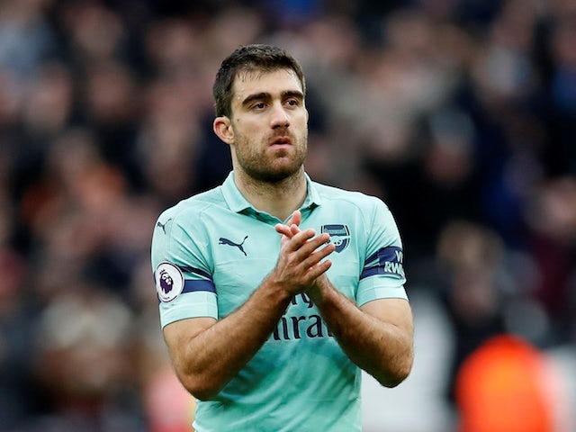 Arsenal defender Sokratis Papastathopoulos in action during his side's Premier League clash with West Ham on January 12, 2019