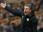 Claude Puel gesticulates during the Premier League game between Wolverhampton Wanderers and Leicester City on January 19, 2019