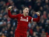 Liverpool's Jordan Henderson celebrates on January 19, 2019