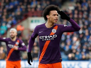 Manchester City forward Leroy Sane celebrates during the Premier League clash with Huddersfield Town on January 20, 2019