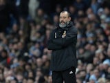 Wolverhampton Wanderers manager Nuno Espirito Santo watches on during the Premier League clash with Manchester City on January 14, 2019