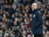 Manchester City manager Pep Guardiola watches on during the Premier League clash with Wolverhampton Wanderers on January 14, 2019