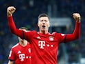 Bayern Munich striker Robert Lewandowski celebrates scoring against Hoffenheim on January 18, 2019