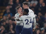Tottenham's Fernando Llorente celebrates scoring against Chelsea in their EFL Cup semi-final second leg against Chelsea on January 24, 2019