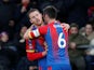 Connor Wickham and Scott Dann celebrate a goal for Crystal Palace against Tottenham Hotspur in the FA Cup on January 27, 2019.