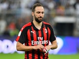 AC Milan striker Gonzalo Higuain during the Italian Super Cup clash with parent club Juventus on January 16, 2019