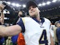 Greg Zuerlein celebrates after scoring an overtime field goal to put the LA Rams in the Super Bowl on January 20, 2019
