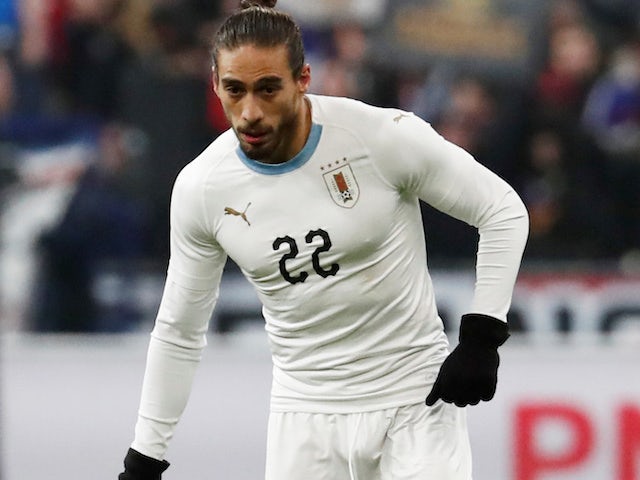 Martin Caceres in action for Uruguay in November 2018