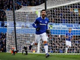 Everton's Andre Gomes celebrates scoring against Wolves on February 2, 2019