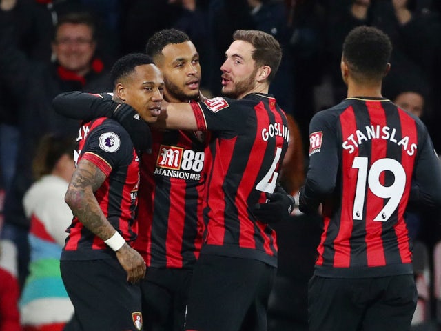 Bournemouth celebrate scoring the opening goal against Chelsea in the Premier League on January 30, 2019.