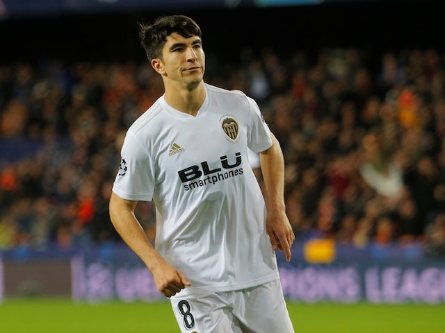 Valencia midfielder Carlos Soler in action during a Champions League group game against Manchester United in December 2018