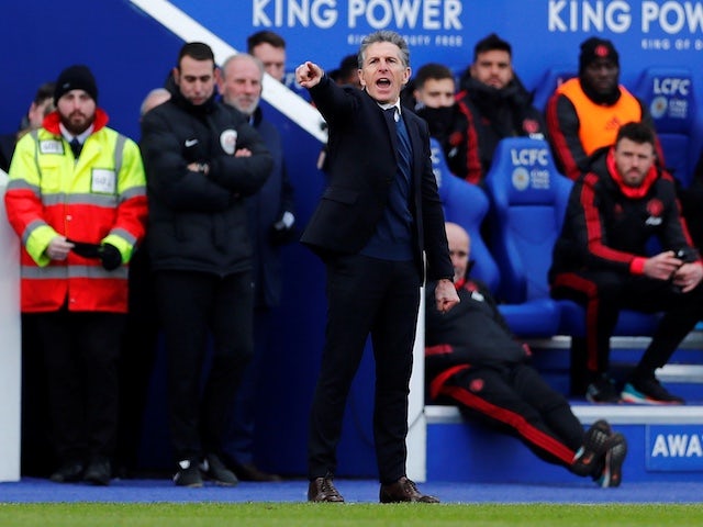 Leicester City manager Claude Puel watches on during the Premier League clash with Manchester United on February 3, 2019