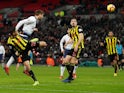 Tottenham Hotspur's Fernando Llorente heads the winning goal against Watford in the Premier League on January 30, 2019.