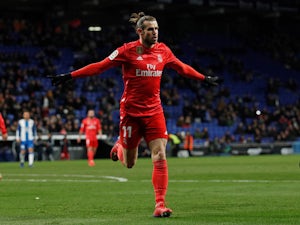 Gareth Bale celebrates scoring for Real Madrid on January 27, 2019