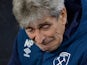 West Ham manager Manuel Pellegrini looks distraught as his team are beaten by Wolves on January 29, 2019