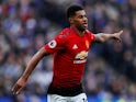 Manchester United's Marcus Rashford celebrates scoring against Leicester City in the Premier League on February 3, 2019.