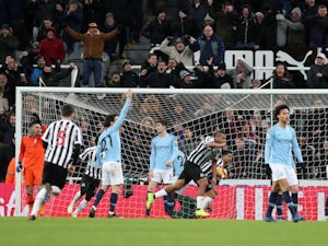 Newcastle United striker Salomon Rondon wheels away after equalising against Manchester City on January 29, 2019