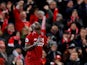 Liverpool forward Sadio Mane celebrates scoring the opener during their Premier League clash with Leicester City on January 30, 2019