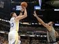 Golden State Warriors guard Stephen Curry (30) takes a shot against Indiana Pacers guard Cory Joseph (6) during the third quarter at Bankers Life Fieldhouse