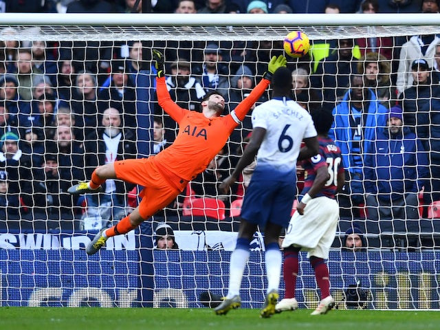 Tottenham Hotspur goalkeeper Hugo Lloris makes a save during the Premier League clash with Newcastle United on February 2, 2019