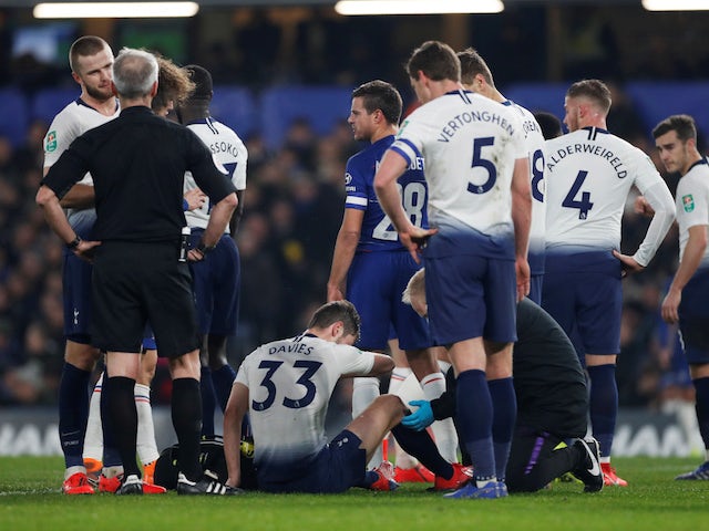 Tottenham Hotspur defender Ben Davies goes down injured against Chelsea in January 2019